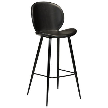[var:Bezug=Vintage schwarzes Kunstleder mit runden schwarzen Beinen] CLOUD Barhocker