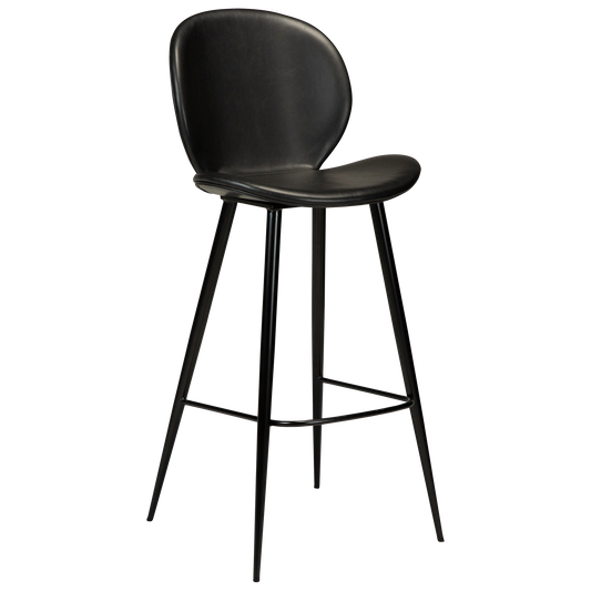 [var:Bezug=Vintage schwarzes Kunstleder mit runden schwarzen Beinen] CLOUD Barhocker