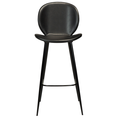 [var:Bezug=Vintage schwarzes Kunstleder mit runden schwarzen Beinen] CLOUD Barhocker