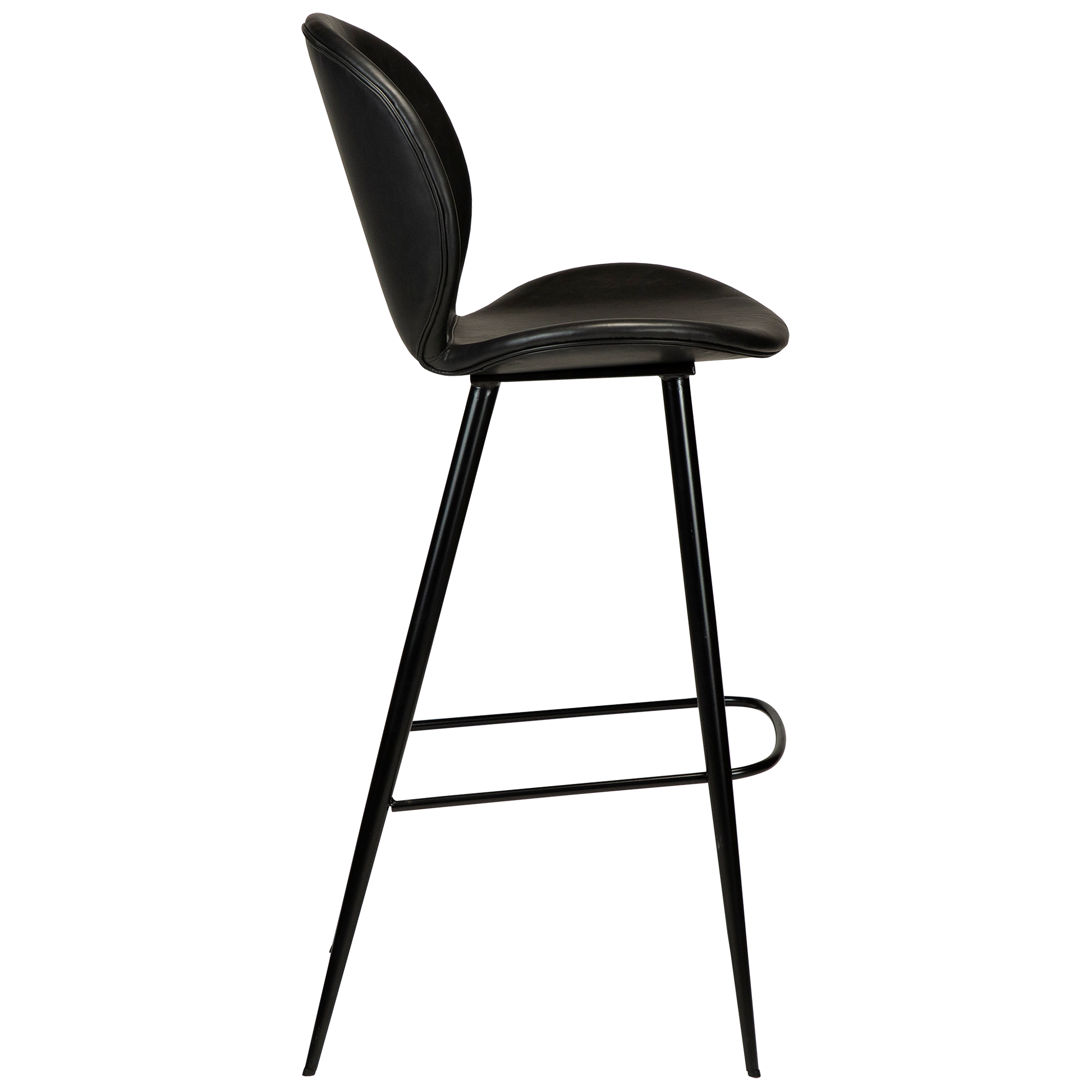 [var:Bezug=Vintage schwarzes Kunstleder mit runden schwarzen Beinen] CLOUD Barhocker