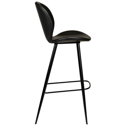 [var:Bezug=Vintage schwarzes Kunstleder mit runden schwarzen Beinen] CLOUD Barhocker