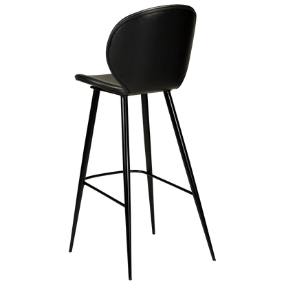 [var:Bezug=Vintage schwarzes Kunstleder mit runden schwarzen Beinen] CLOUD Barhocker