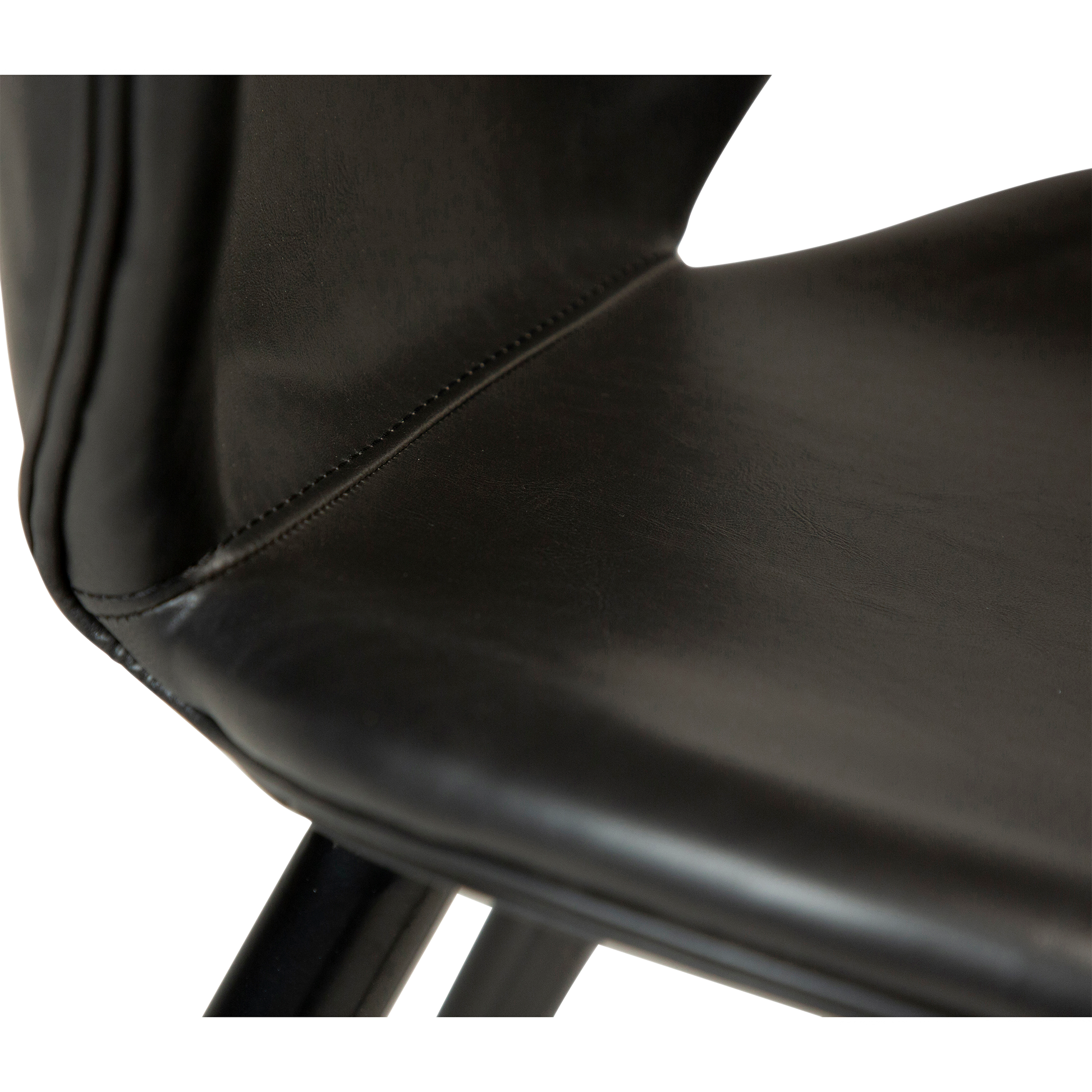 [var:Bezug=Vintage schwarzes Kunstleder mit runden schwarzen Beinen] CLOUD Barhocker