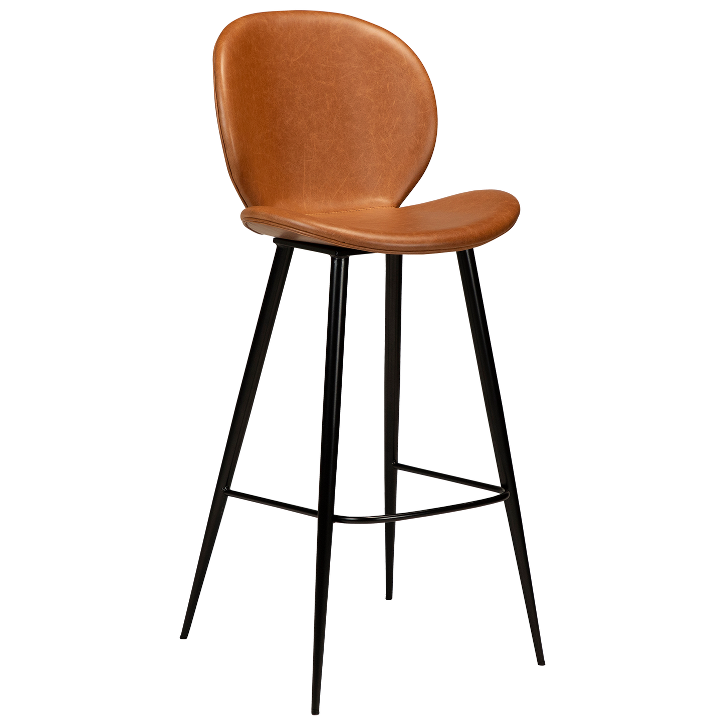 [var:Bezug=Vintage hellbraunes Kunstleder mit runden schwarzen Beinen] CLOUD Barhocker