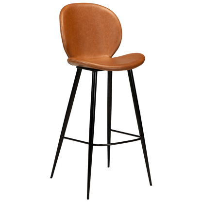 [var:Bezug=Vintage hellbraunes Kunstleder mit runden schwarzen Beinen] CLOUD Barhocker