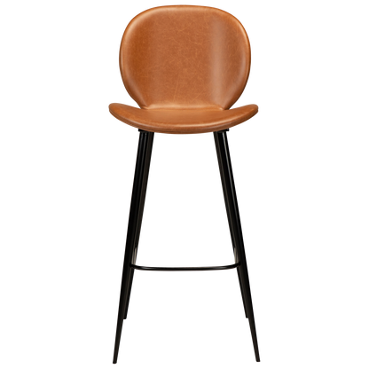 [var:Bezug=Vintage hellbraunes Kunstleder mit runden schwarzen Beinen] CLOUD Barhocker