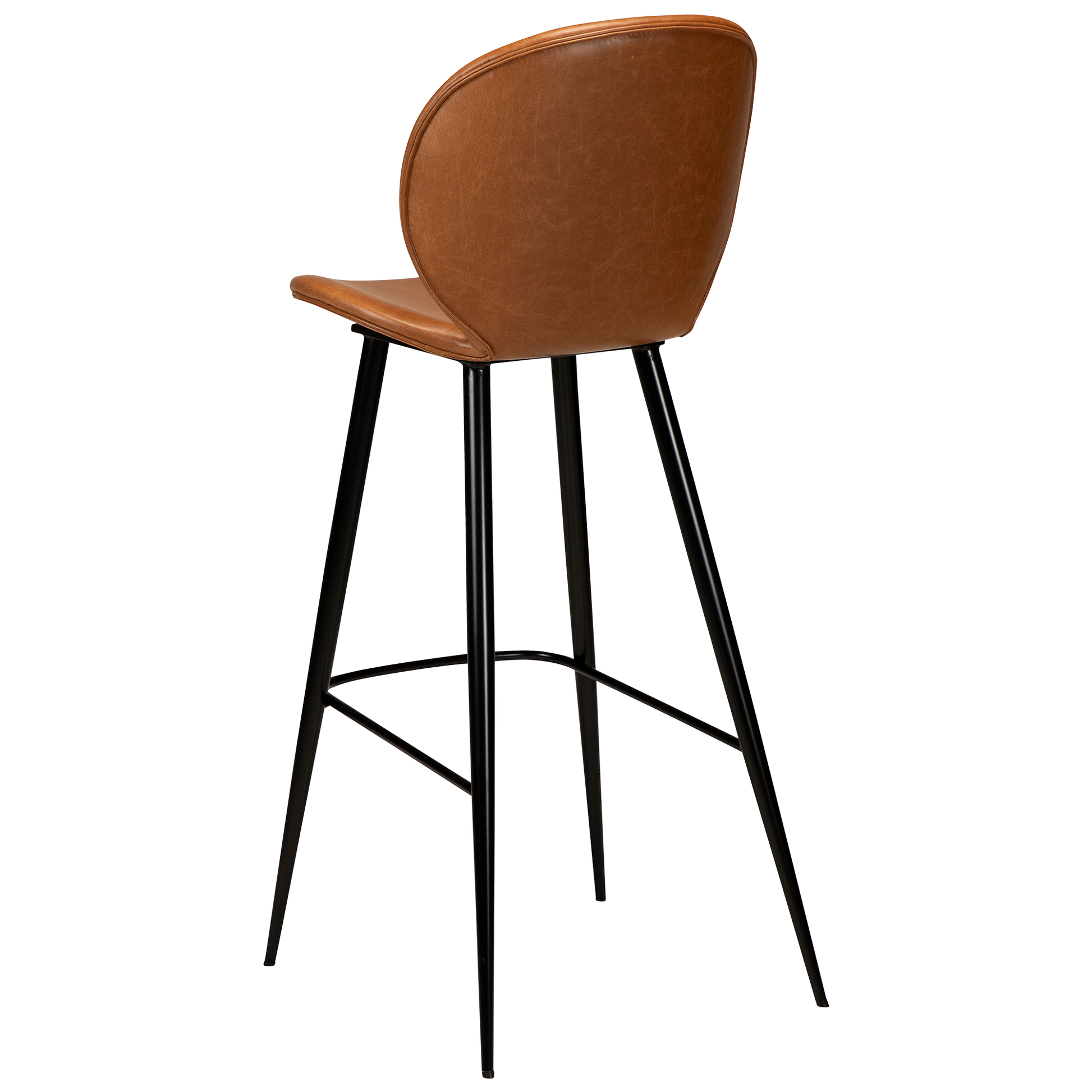 [var:Bezug=Vintage hellbraunes Kunstleder mit runden schwarzen Beinen] CLOUD Barhocker