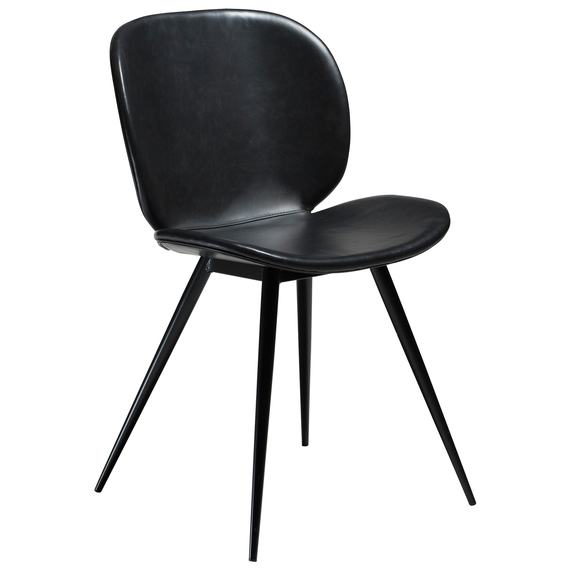 [var:Bezug=Vintage schwarzes Kunstleder mit runden schwarzen Beinen] CLOUD Stuhl