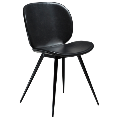 [var:Bezug=Vintage schwarzes Kunstleder mit runden schwarzen Beinen] CLOUD Stuhl