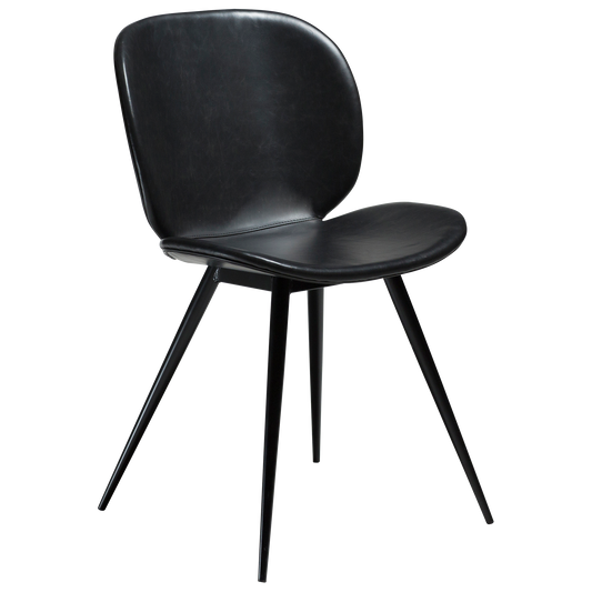 [var:Bezug=Vintage schwarzes Kunstleder mit runden schwarzen Beinen] CLOUD Stuhl