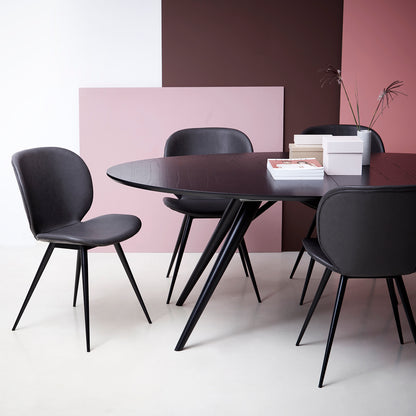 [var:Bezug=Vintage schwarzes Kunstleder mit runden schwarzen Beinen] CLOUD Stuhl