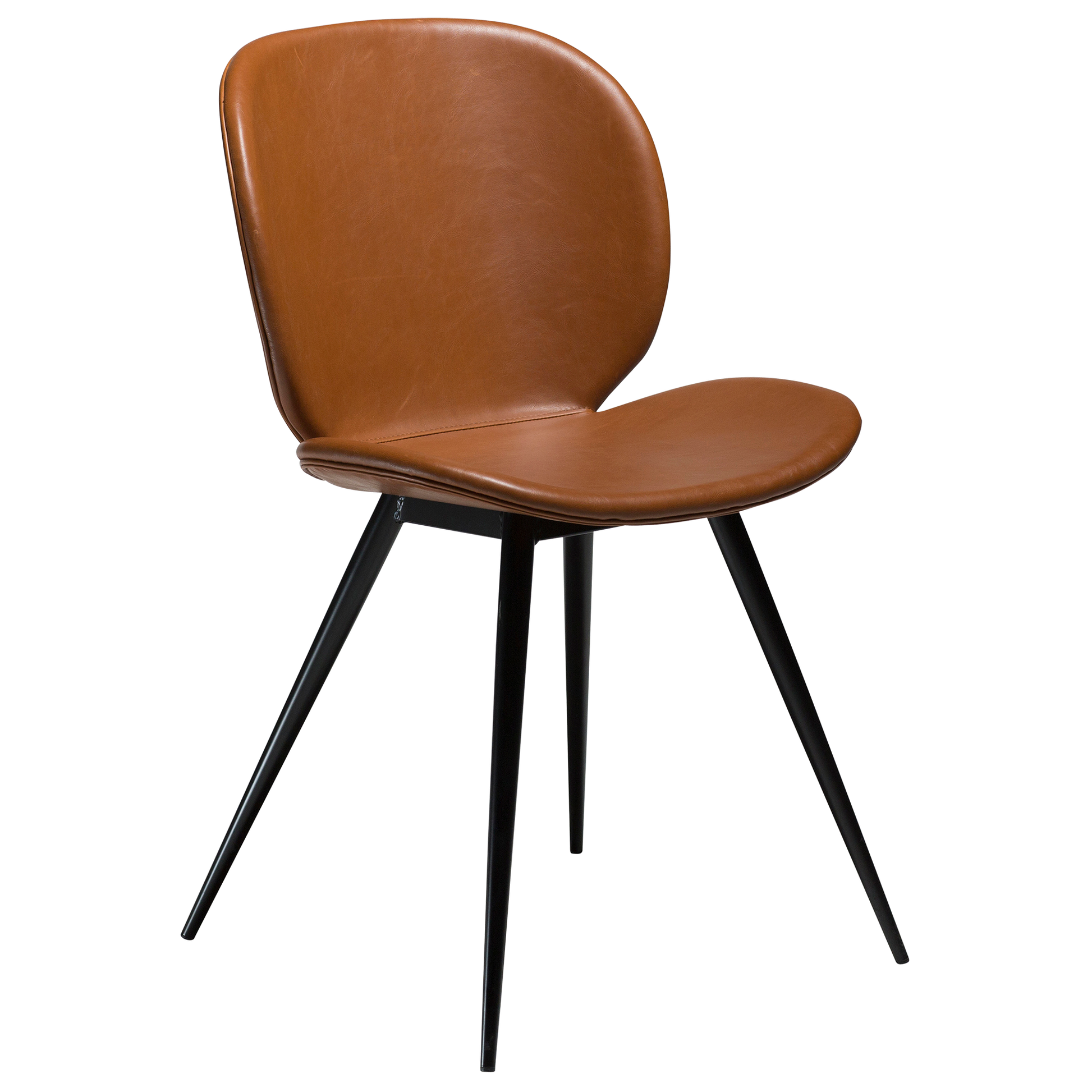 [var:Bezug=Vintage hellbraunes Kunstleder mit runden schwarzen Beinen] CLOUD Stuhl