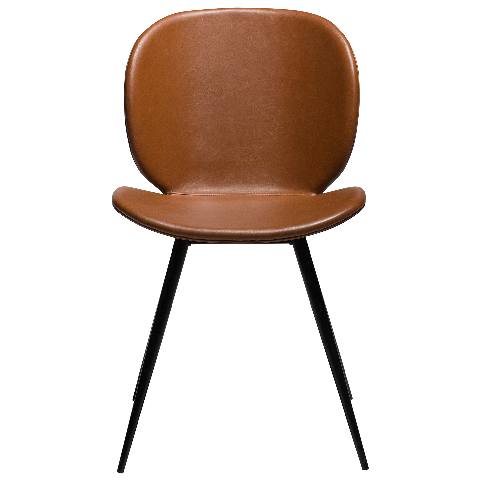 [var:Bezug=Vintage hellbraunes Kunstleder mit runden schwarzen Beinen] CLOUD Stuhl