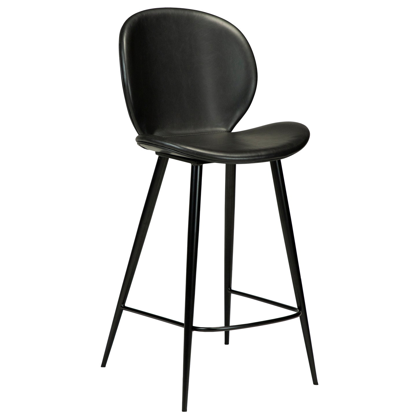 [var:Bezug=Vintage schwarzes Kunstleder mit runden schwarzen Beinen] CLOUD Thekenhocker