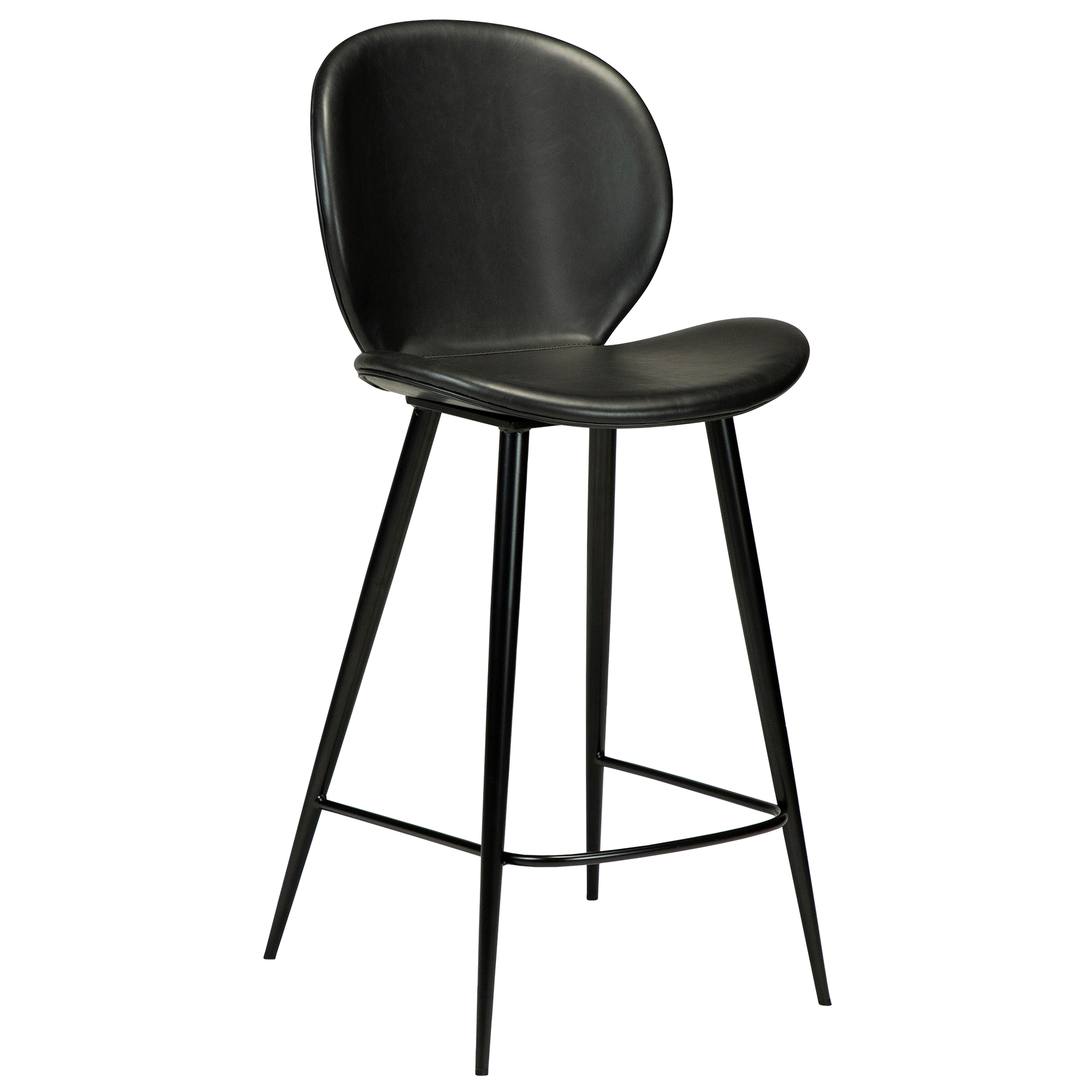 [var:Bezug=Vintage schwarzes Kunstleder mit runden schwarzen Beinen] CLOUD Thekenhocker