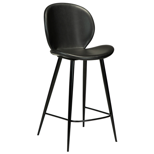 [var:Bezug=Vintage schwarzes Kunstleder mit runden schwarzen Beinen] CLOUD Thekenhocker