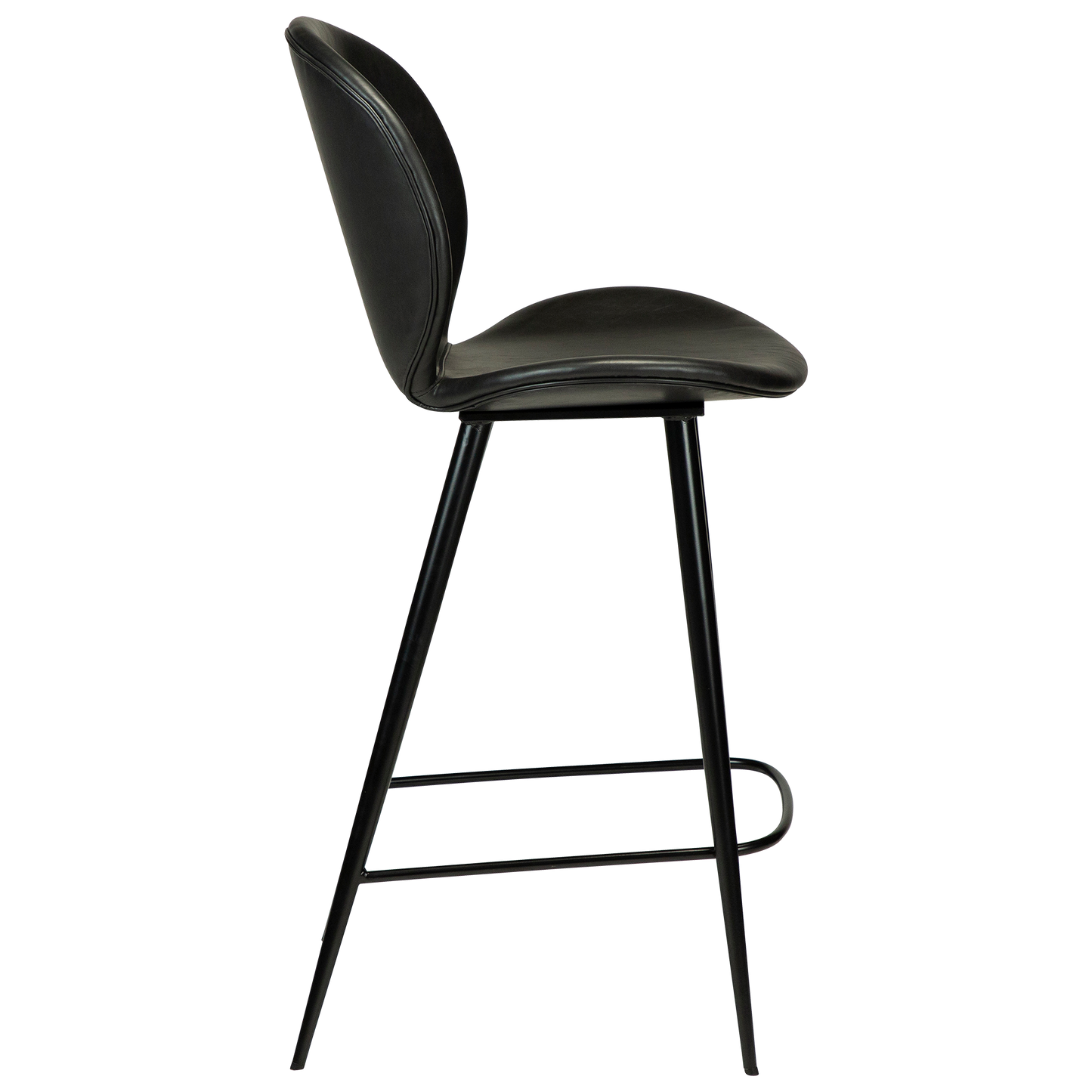 [var:Bezug=Vintage schwarzes Kunstleder mit runden schwarzen Beinen] CLOUD Thekenhocker