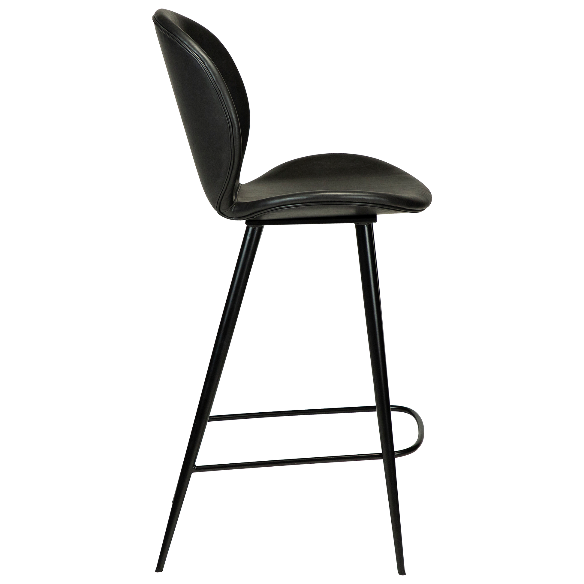 [var:Bezug=Vintage schwarzes Kunstleder mit runden schwarzen Beinen] CLOUD Thekenhocker