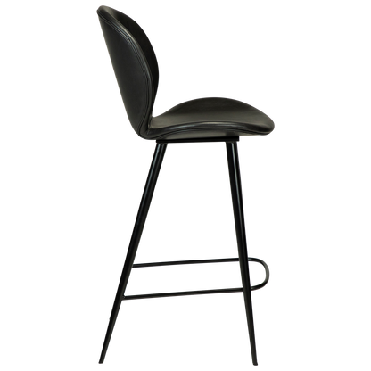 [var:Bezug=Vintage schwarzes Kunstleder mit runden schwarzen Beinen] CLOUD Thekenhocker