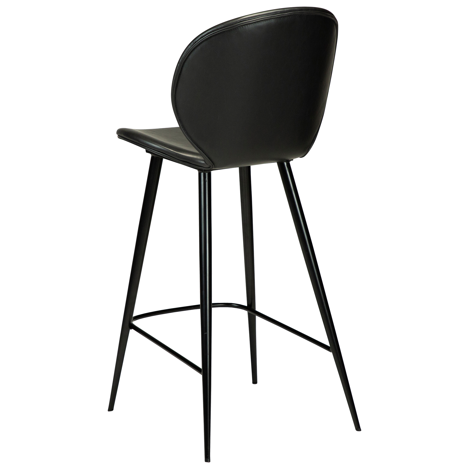 [var:Bezug=Vintage schwarzes Kunstleder mit runden schwarzen Beinen] CLOUD Thekenhocker