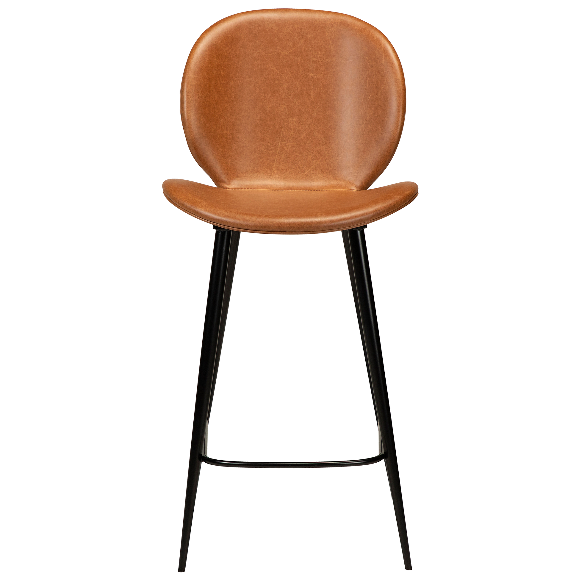 [var:Bezug=Vintage hellbraunes Kunstleder mit runden schwarzen Beinen] CLOUD Thekenhocker
