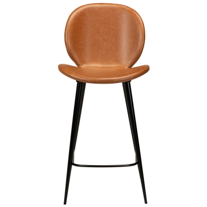 [var:Bezug=Vintage hellbraunes Kunstleder mit runden schwarzen Beinen] CLOUD Thekenhocker