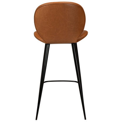 [var:Bezug=Vintage hellbraunes Kunstleder mit runden schwarzen Beinen] CLOUD Thekenhocker