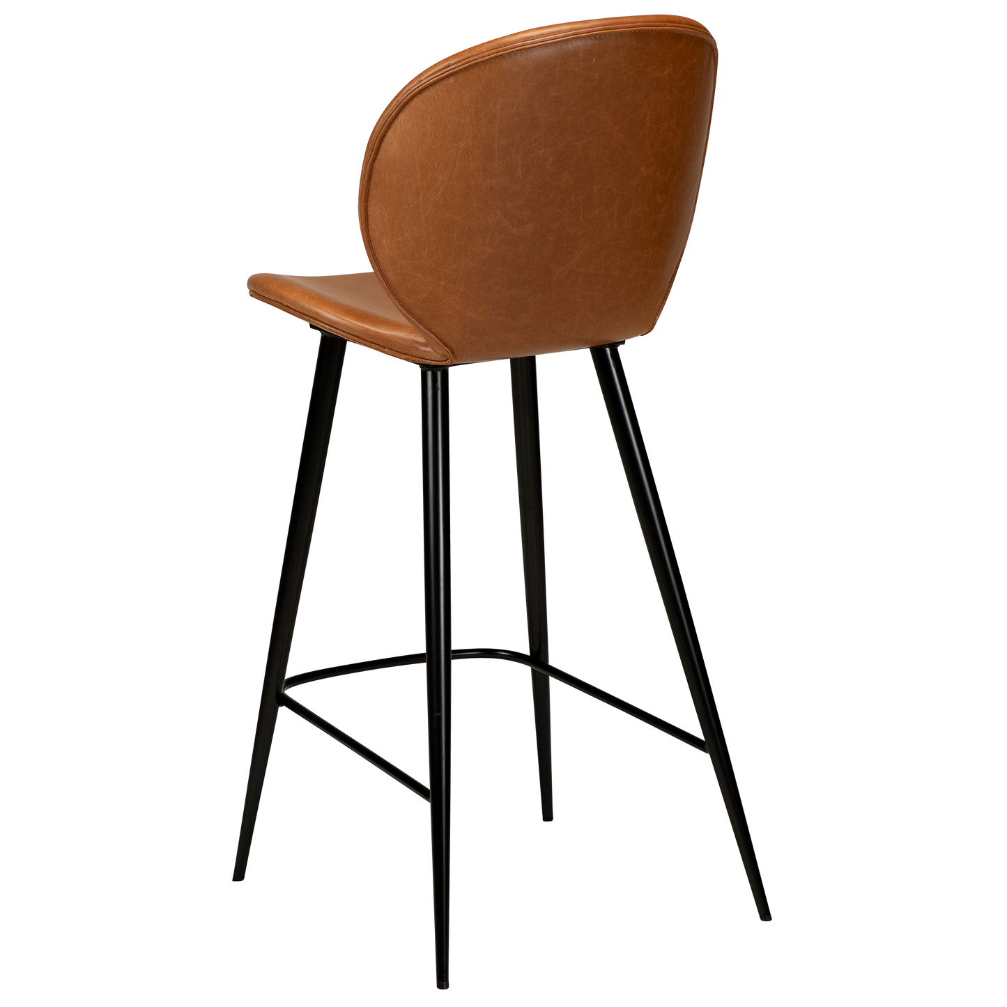 [var:Bezug=Vintage hellbraunes Kunstleder mit runden schwarzen Beinen] CLOUD Thekenhocker