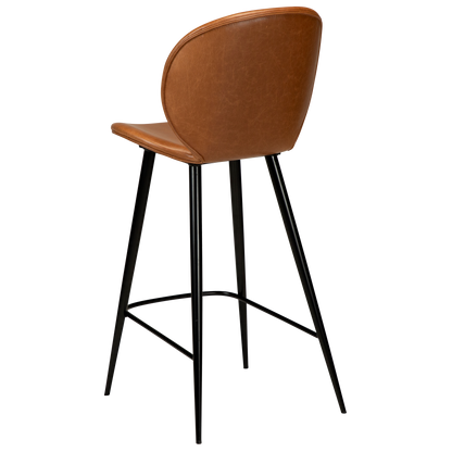 [var:Bezug=Vintage hellbraunes Kunstleder mit runden schwarzen Beinen] CLOUD Thekenhocker