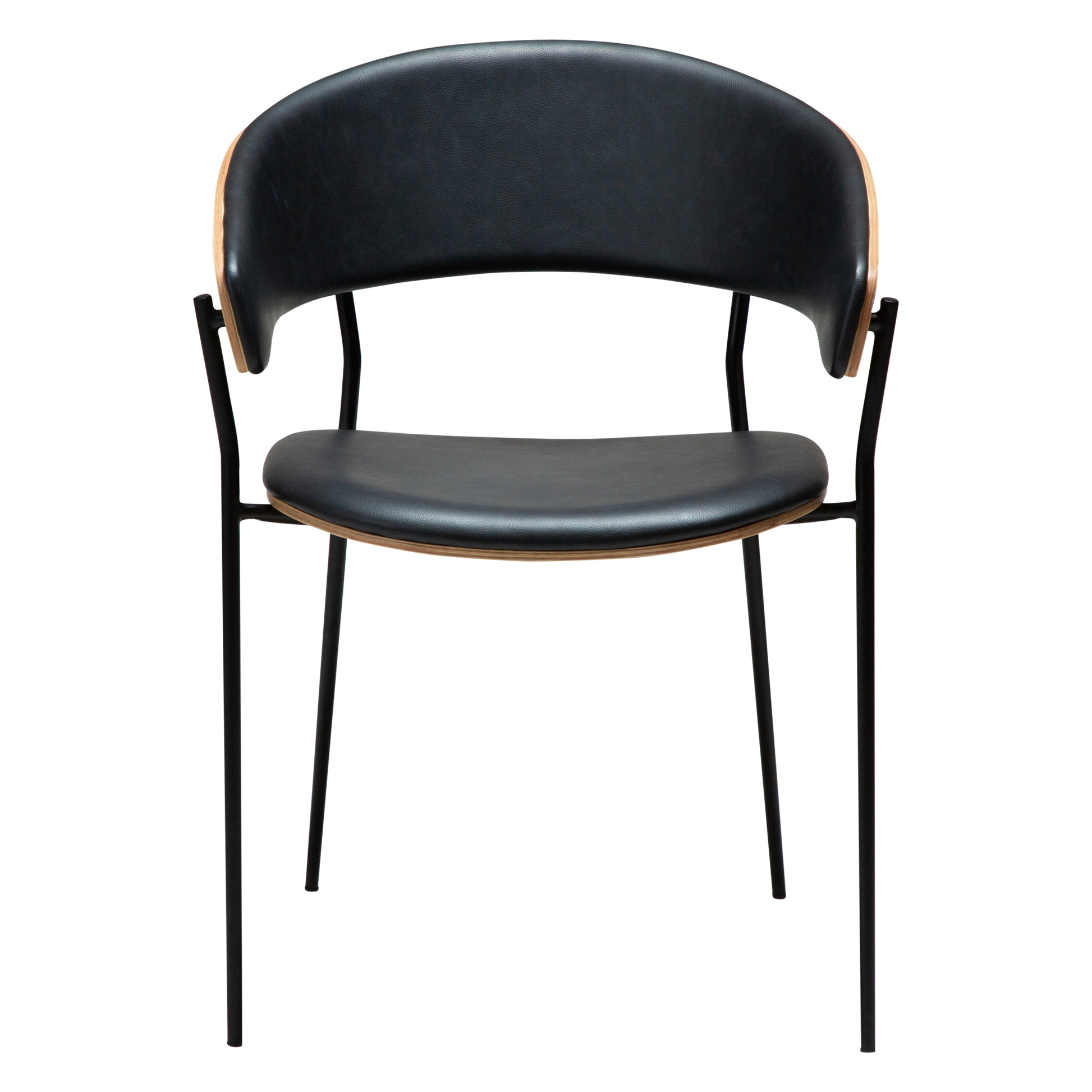 [var:Bezug=Raben-schwarzes Kunstleder und weißgewaschenes Eichenfurnier mit schwarzen Metallbeinen] CRIB Sessel