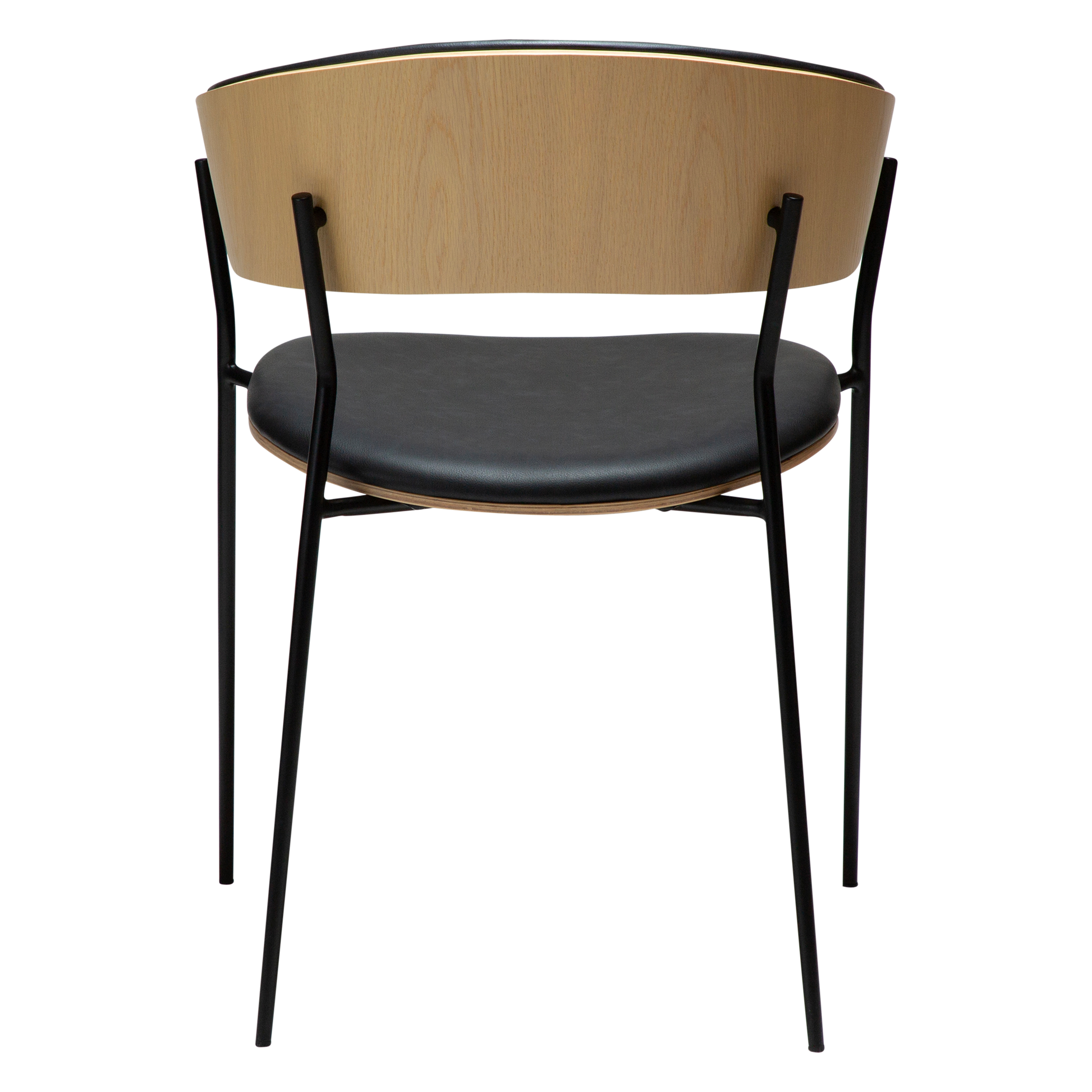 [var:Bezug=Raben-schwarzes Kunstleder und weißgewaschenes Eichenfurnier mit schwarzen Metallbeinen] CRIB Sessel