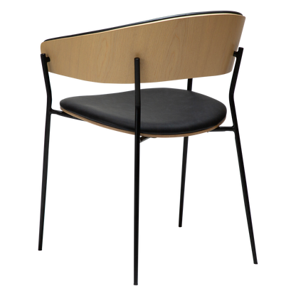 [var:Bezug=Raben-schwarzes Kunstleder und weißgewaschenes Eichenfurnier mit schwarzen Metallbeinen] CRIB Sessel