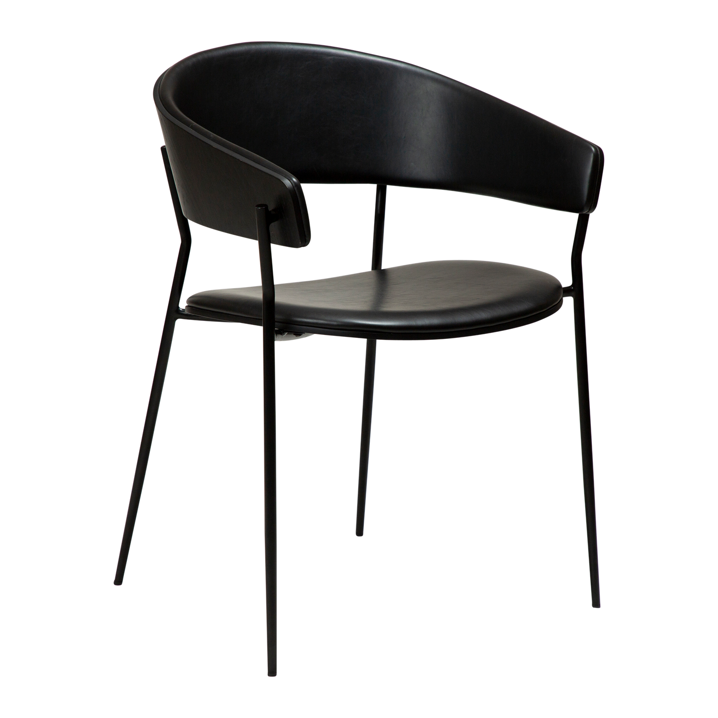 [var:Bezug=Vintage schwarzes Kunstleder und schwarz gebeizte Esche mit schwarzen Beinen] CRIB Sessel