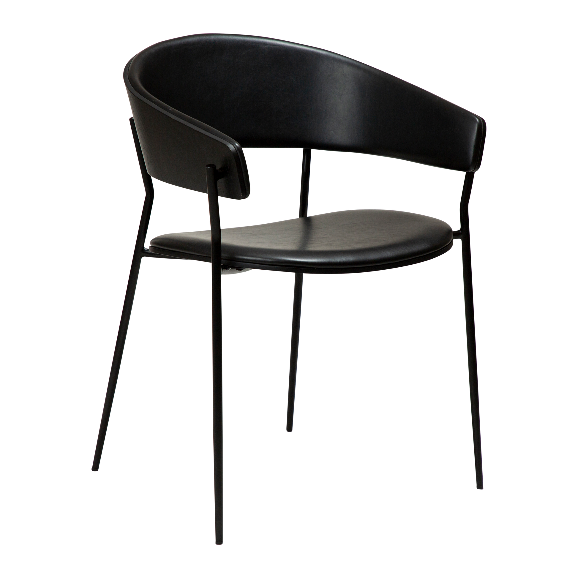 [var:Bezug=Vintage schwarzes Kunstleder und schwarz gebeizte Esche mit schwarzen Beinen] CRIB Sessel