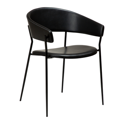 [var:Bezug=Vintage schwarzes Kunstleder und schwarz gebeizte Esche mit schwarzen Beinen] CRIB Sessel