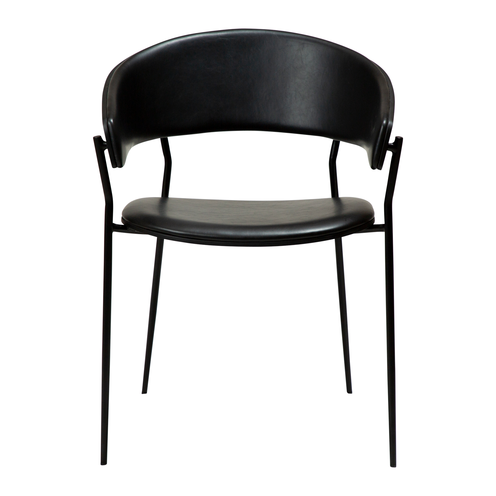 [var:Bezug=Vintage schwarzes Kunstleder und schwarz gebeizte Esche mit schwarzen Beinen] CRIB Sessel