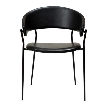 [var:Bezug=Vintage schwarzes Kunstleder und schwarz gebeizte Esche mit schwarzen Beinen] CRIB Sessel