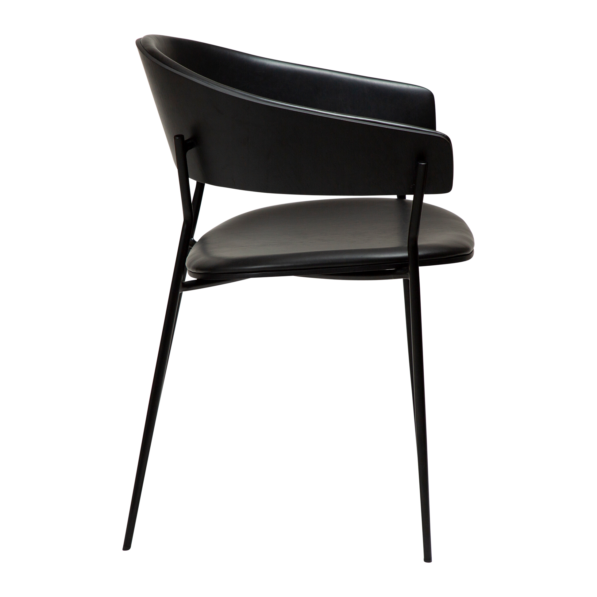 [var:Bezug=Vintage schwarzes Kunstleder und schwarz gebeizte Esche mit schwarzen Beinen] CRIB Sessel