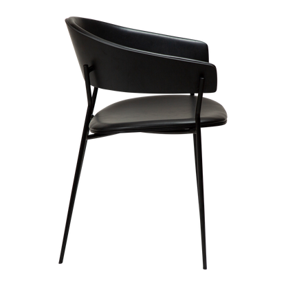 [var:Bezug=Vintage schwarzes Kunstleder und schwarz gebeizte Esche mit schwarzen Beinen] CRIB Sessel