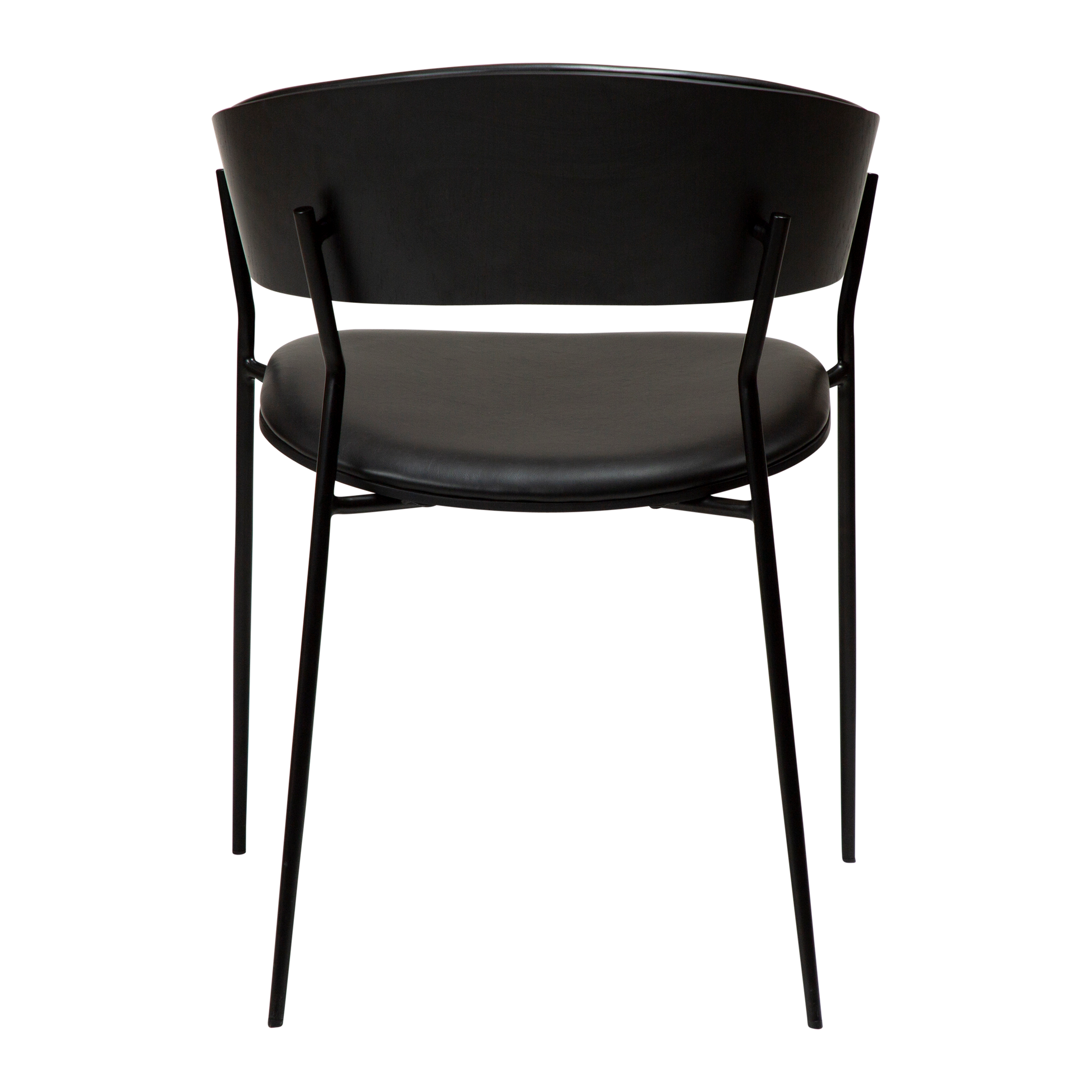 [var:Bezug=Vintage schwarzes Kunstleder und schwarz gebeizte Esche mit schwarzen Beinen] CRIB Sessel