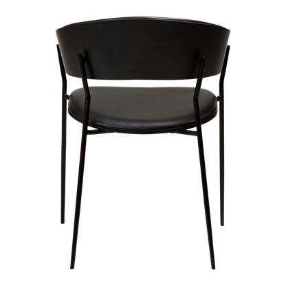 [var:Bezug=Vintage schwarzes Kunstleder und schwarz gebeizte Esche mit schwarzen Beinen] CRIB Sessel