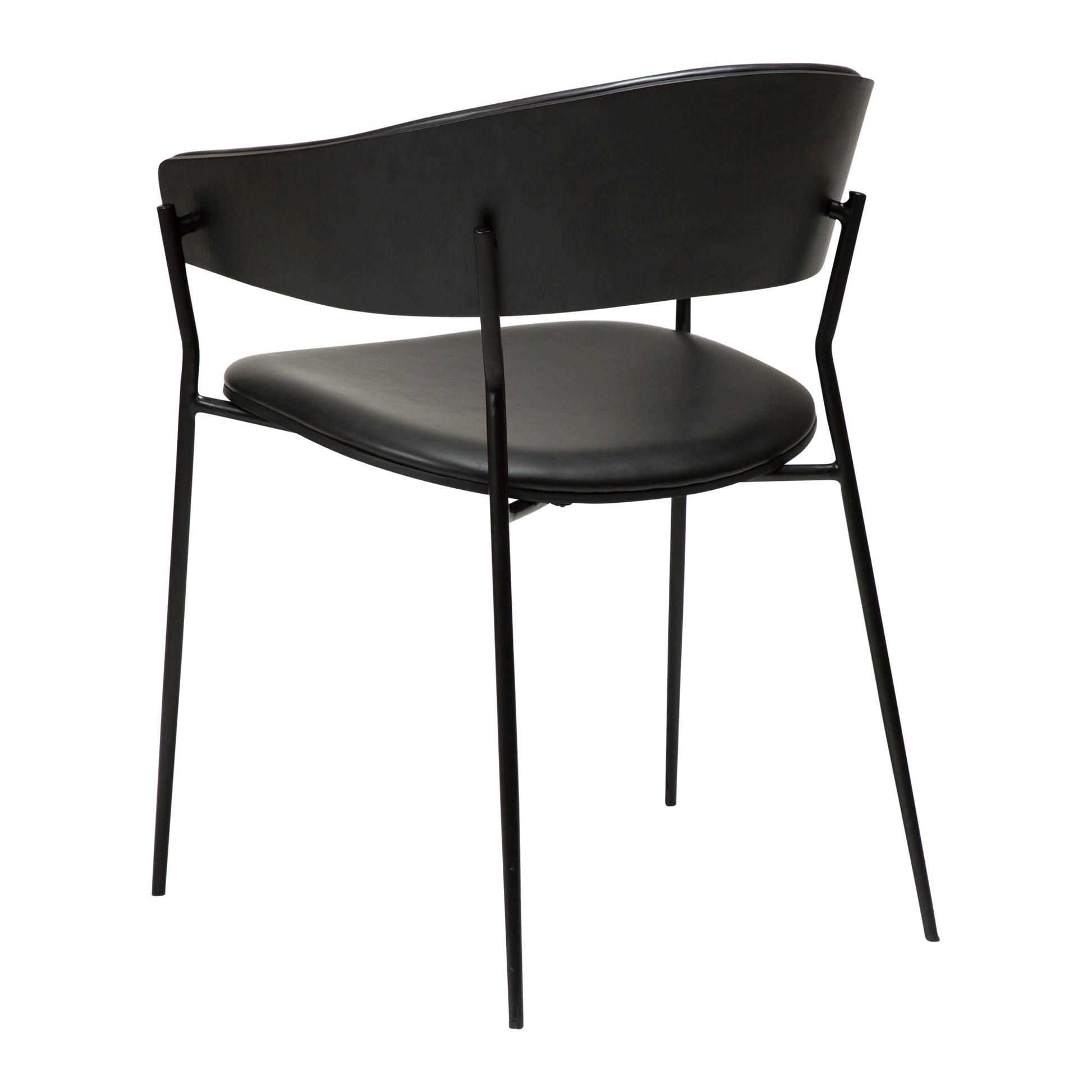 [var:Bezug=Vintage schwarzes Kunstleder und schwarz gebeizte Esche mit schwarzen Beinen] CRIB Sessel