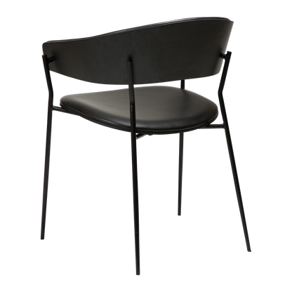 [var:Bezug=Vintage schwarzes Kunstleder und schwarz gebeizte Esche mit schwarzen Beinen] CRIB Sessel