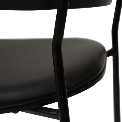 [var:Bezug=Vintage schwarzes Kunstleder und schwarz gebeizte Esche mit schwarzen Beinen] CRIB Sessel