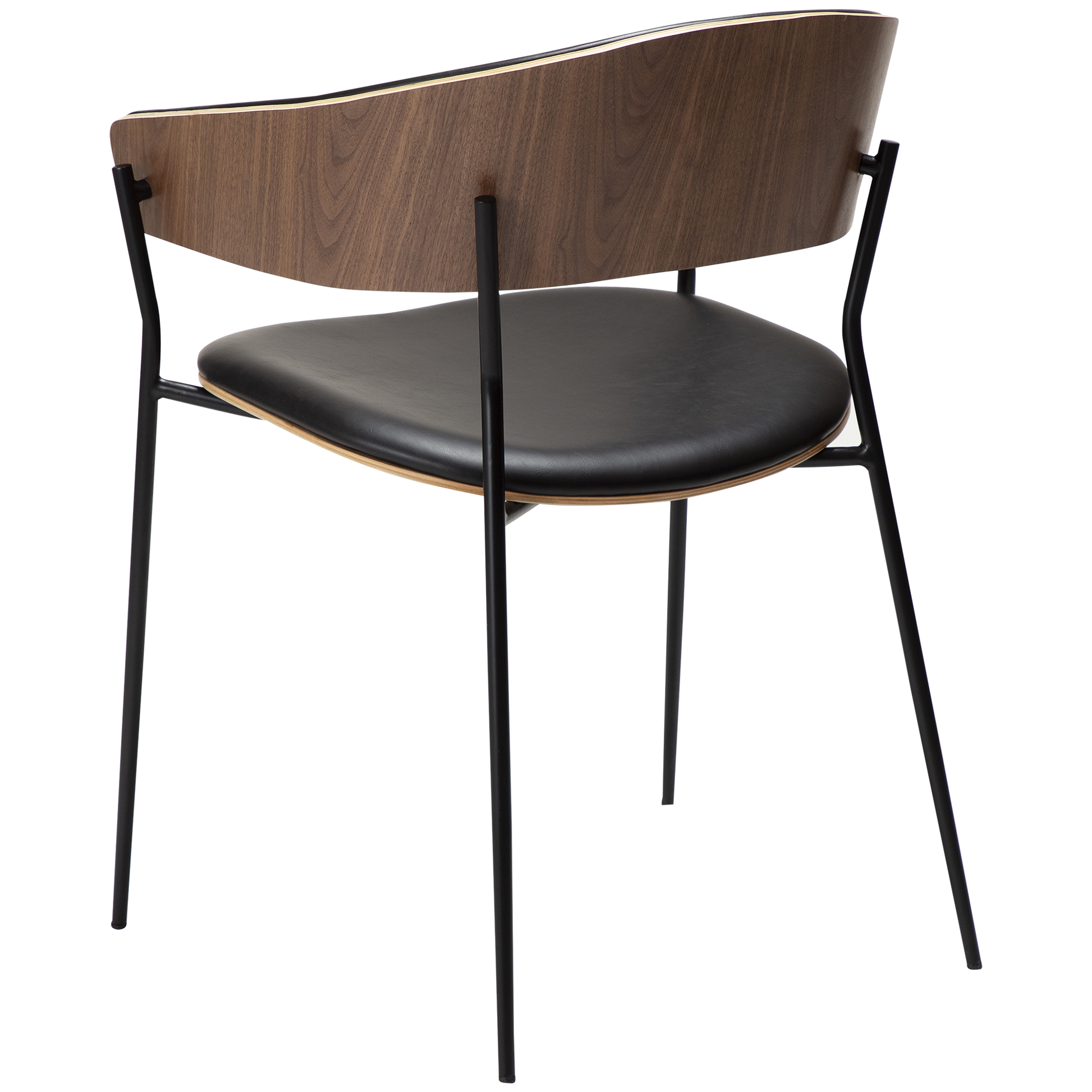 [var:Bezug=Vintage schwarzes Kunstleder und Nussbaumfurnier mit schwarzen Beinen] CRIB Sessel