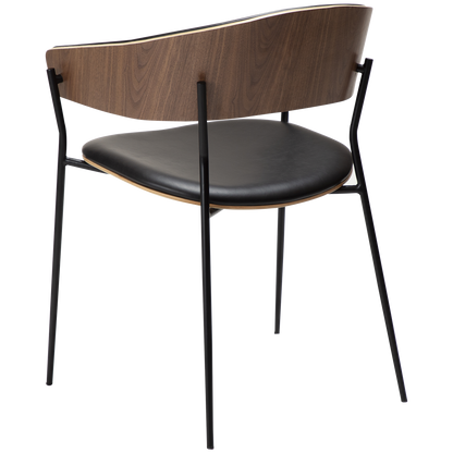 [var:Bezug=Vintage schwarzes Kunstleder und Nussbaumfurnier mit schwarzen Beinen] CRIB Sessel