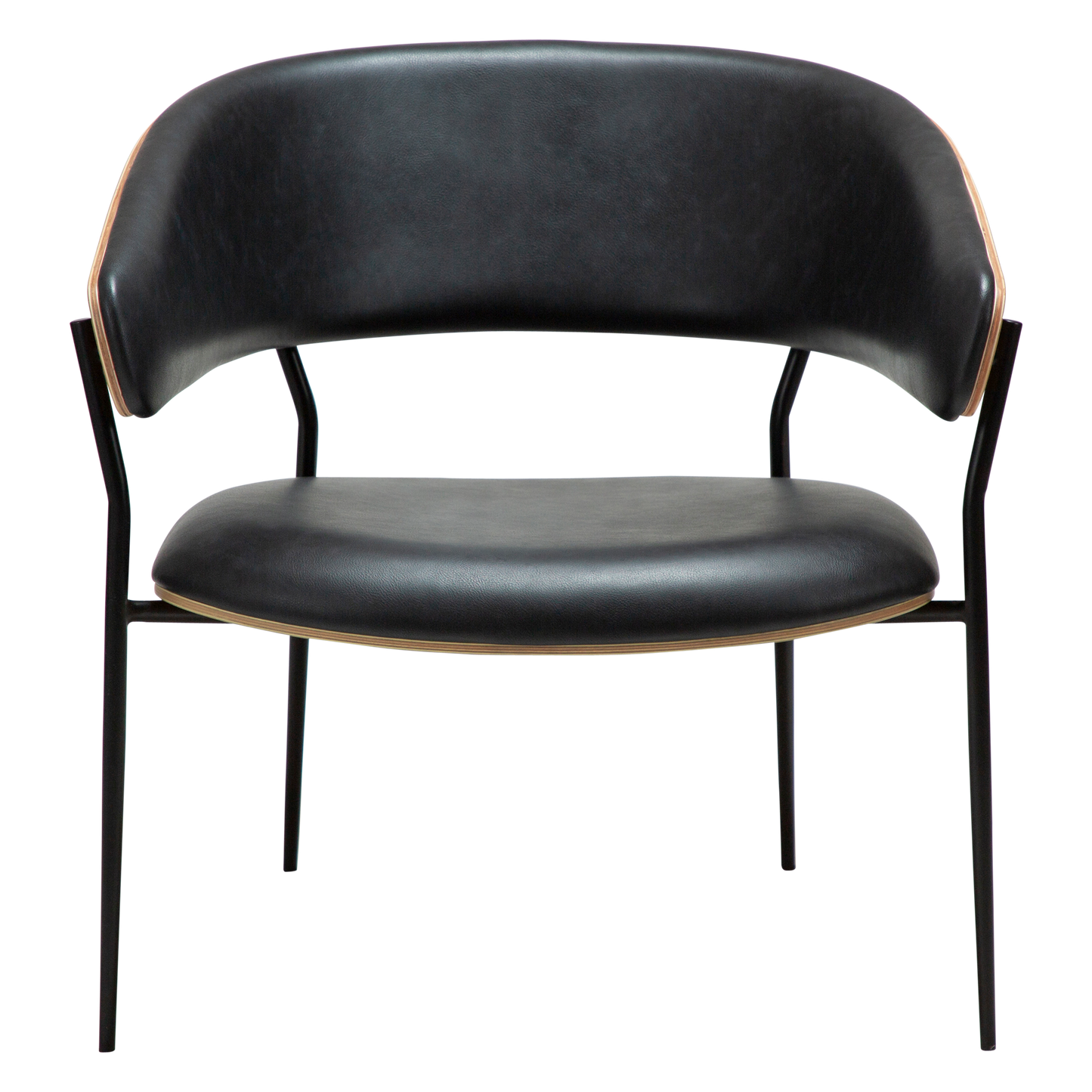 [var:Bezug=Raben-schwarzes Kunstleder und weißgewaschenes Eichenfurnier mit schwarzen Metallbeinen] CRIB Lounge-Stuhl