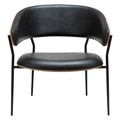 [var:Bezug=Raben-schwarzes Kunstleder und weißgewaschenes Eichenfurnier mit schwarzen Metallbeinen] CRIB Lounge-Stuhl