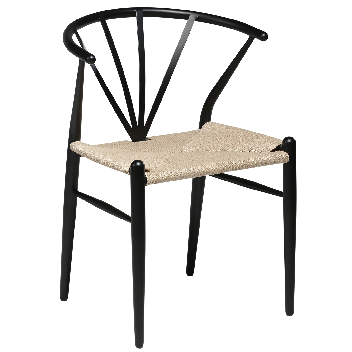 [var:Bezug=Schwarze Lackbeine mit Sitz aus natürlichem Papierkordel] DELTA Stuhl