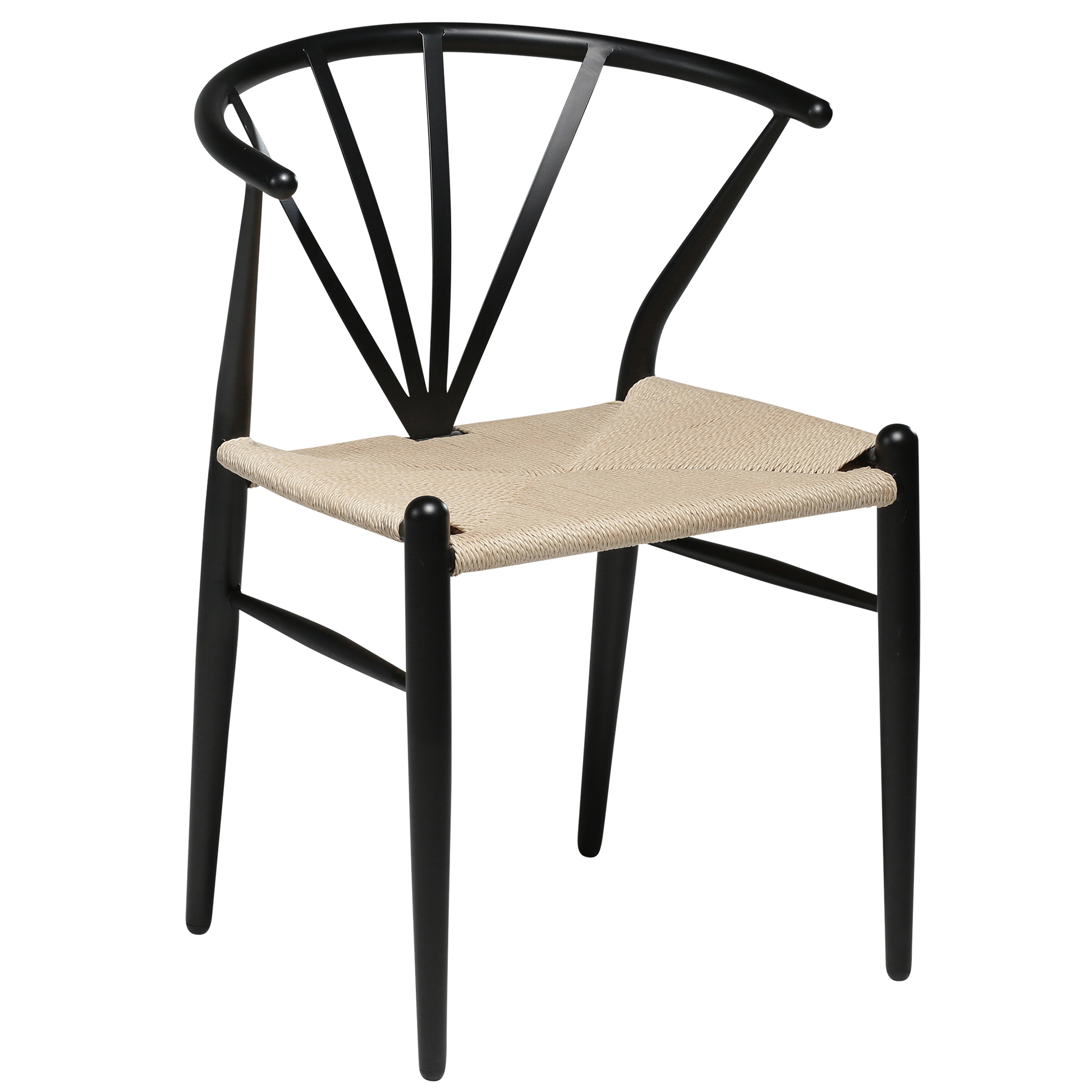 [var:Bezug=Schwarze Lackbeine mit Sitz aus natürlichem Papierkordel] DELTA Stuhl